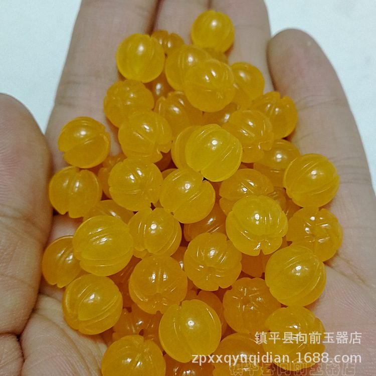 黄玉南瓜珠散珠 DIY石英岩玉饰品配饰