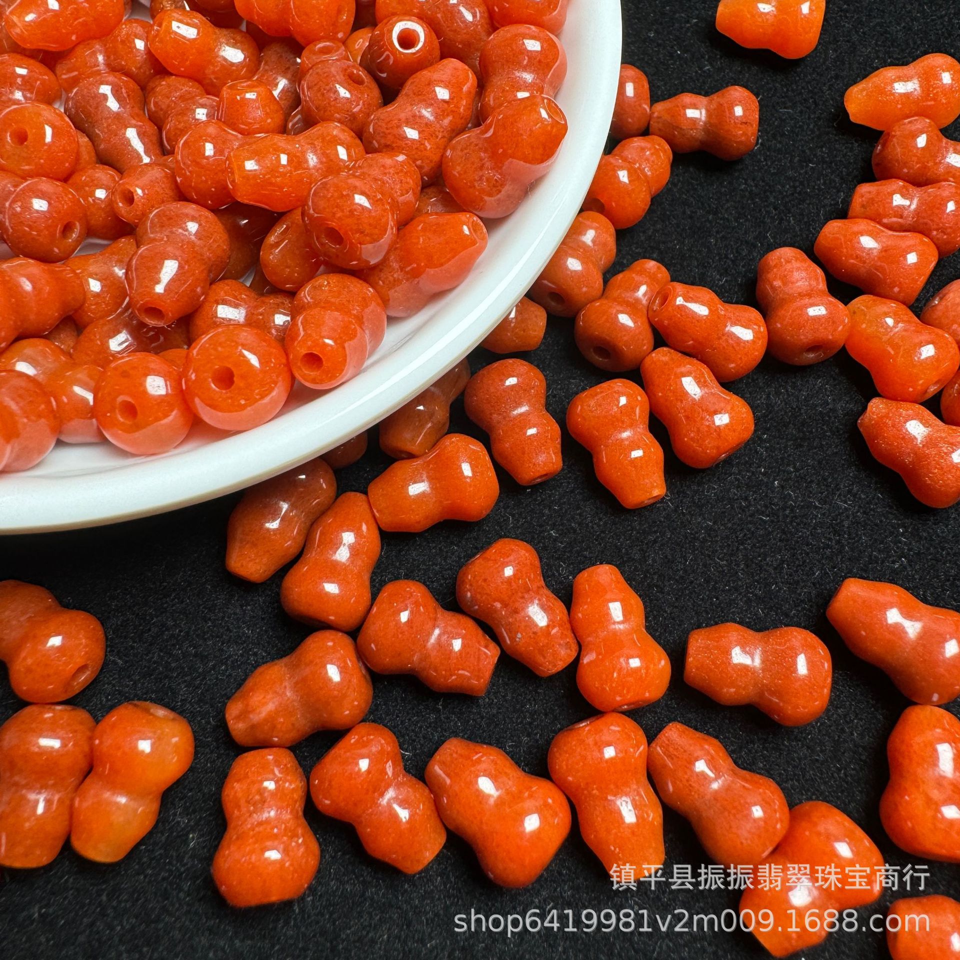 翡翠红翡色8×11葫芦散珠 DIY玉葫芦手链项链饰品玉配件