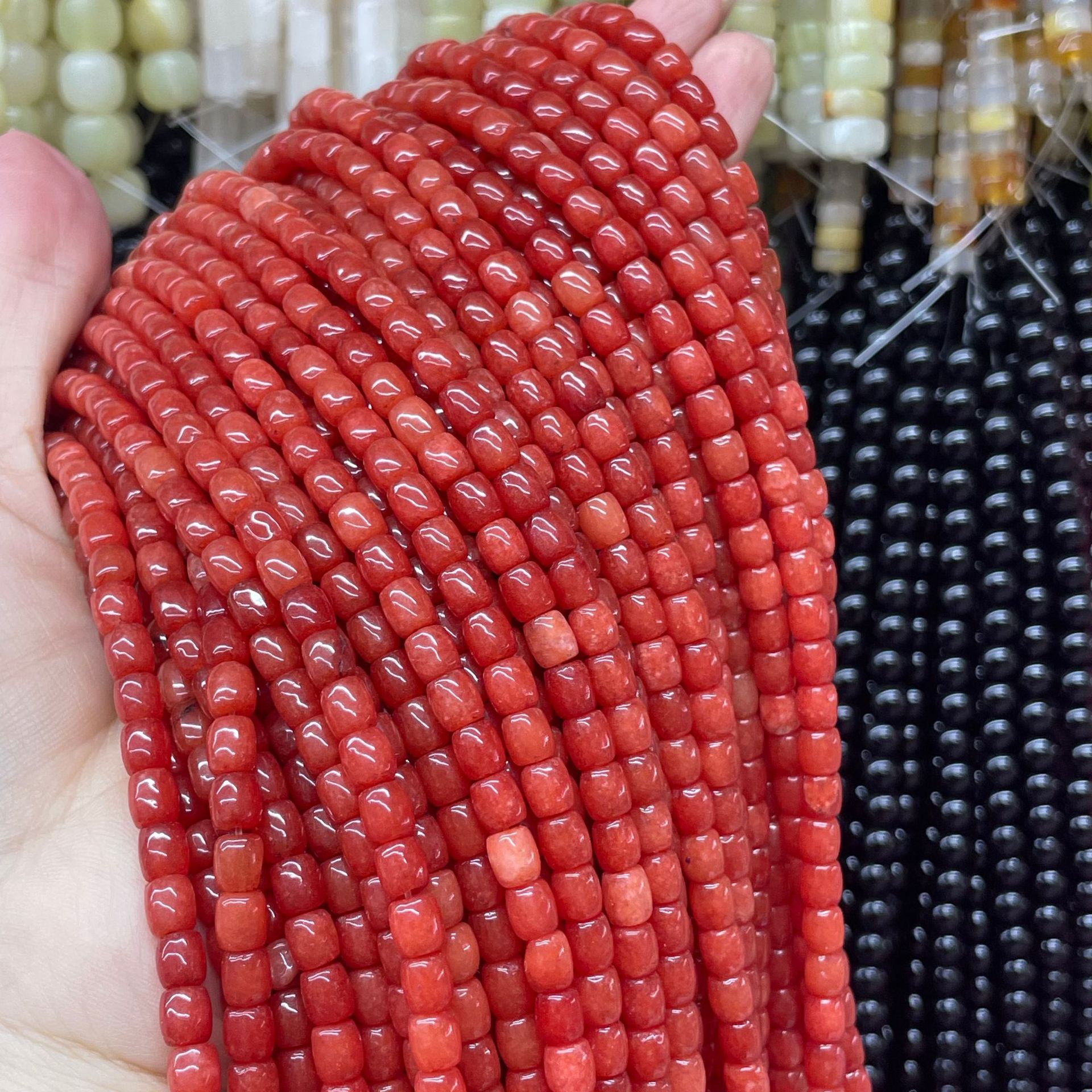 红珊瑚马来玉 5*6mm 小桶珠老型珠 DIY饰品配件散珠