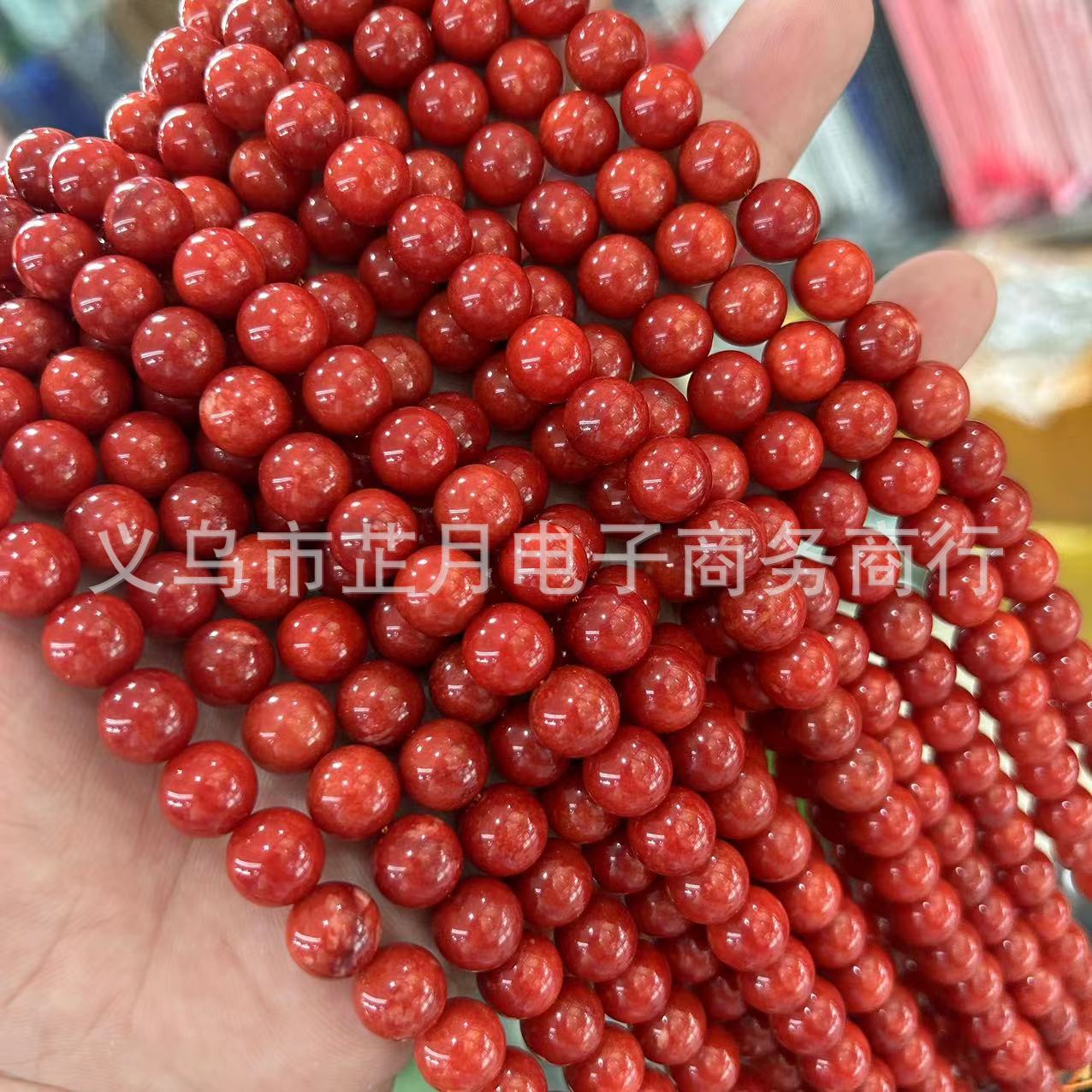 优化红珊瑚红玉髓圆珠DIY手链配件