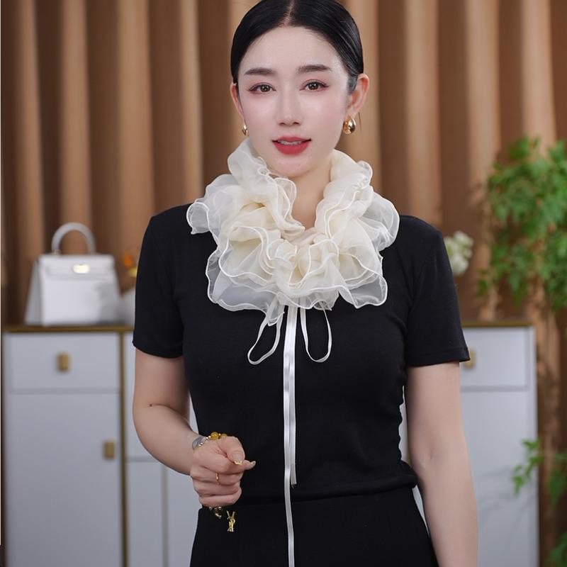 网纱蝴蝶结假领围巾，适合舞蹈与日常搭配